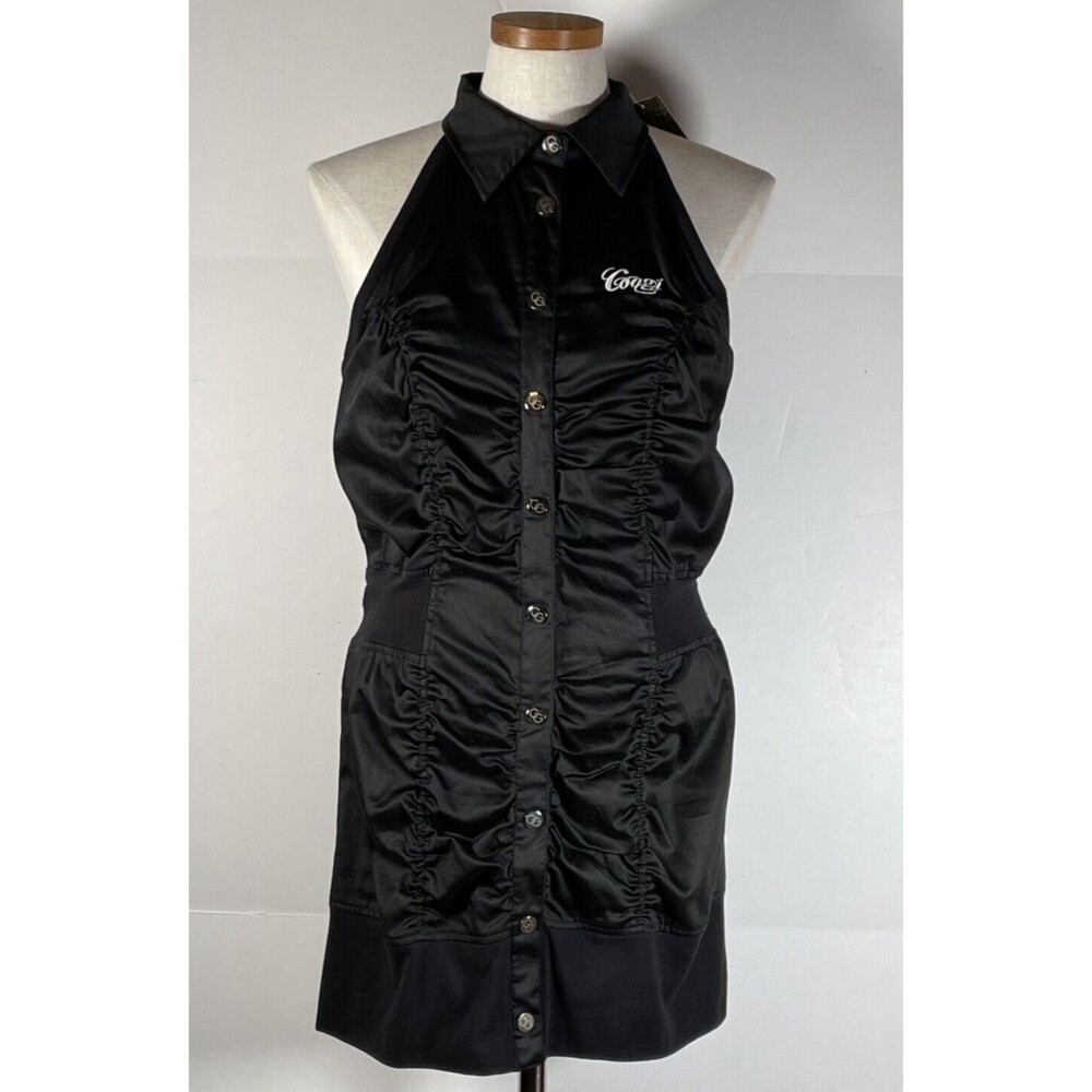 NWT COOGI Black Sleeveless Logo Snap Shirt Dress XL C-38" New Older Style NEW